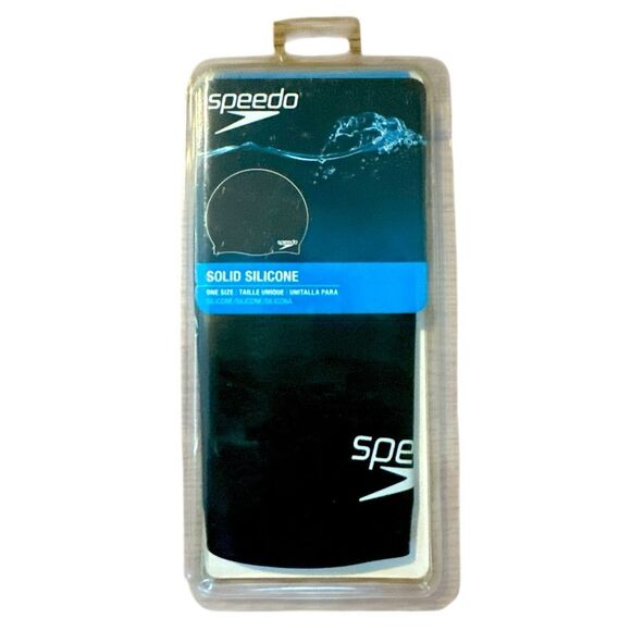 Speedo Accessories - Speedo Black Swim Cap Silicone NEW Solid One Size Performance swimming pool swim